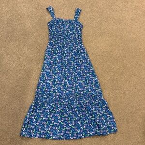 LOFT XS Blue and Pink Floral Prairie Ruffle Sundress NWT